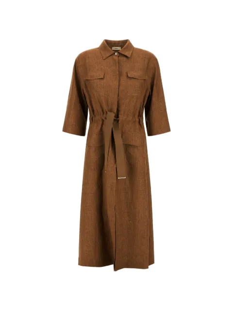 Herno drawstring-waist linen midi dress