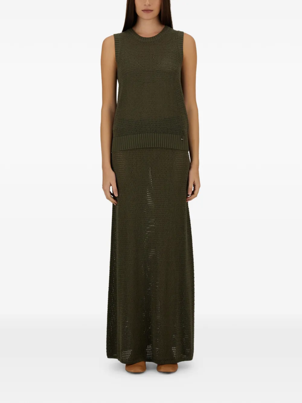 Herno Opengebreide maxi-rok Groen