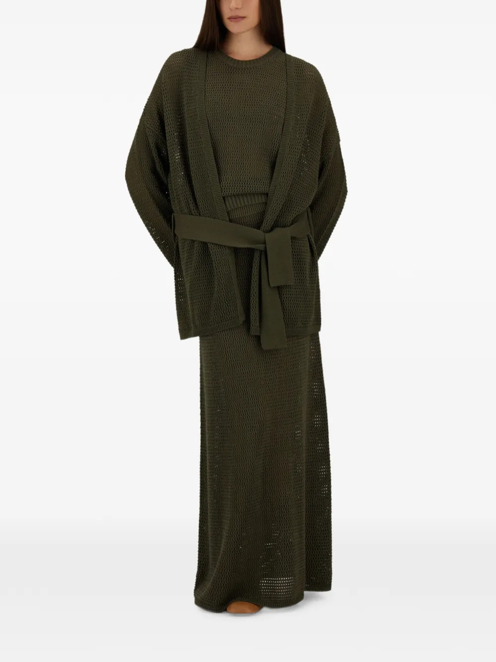 Herno Opengebreide maxi-rok Groen