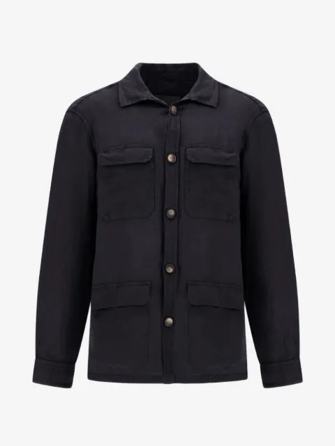 Herno flap-pocket linen shirt jacket