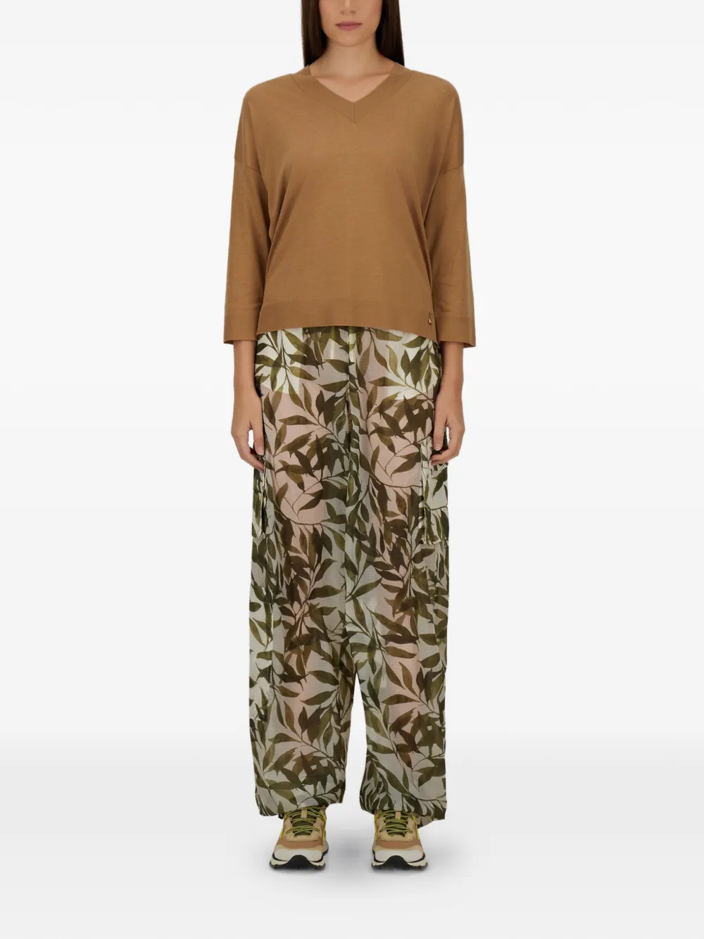 Herno Broek met bloemenprint Beige
