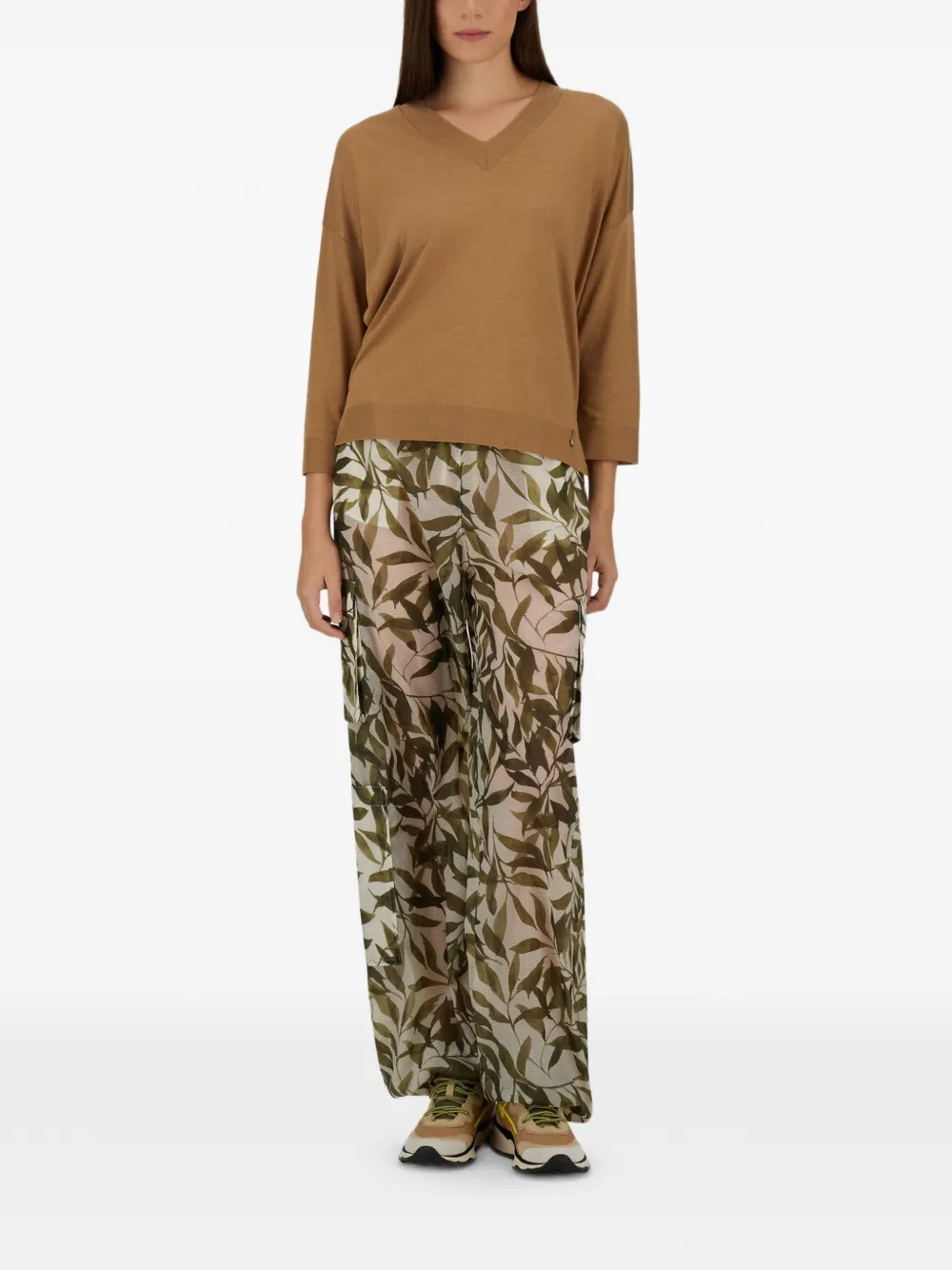 Herno Broek met bloemenprint Beige