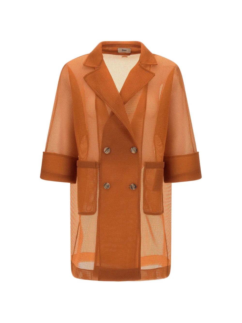 Herno double-breasted mesh coat - Arancione