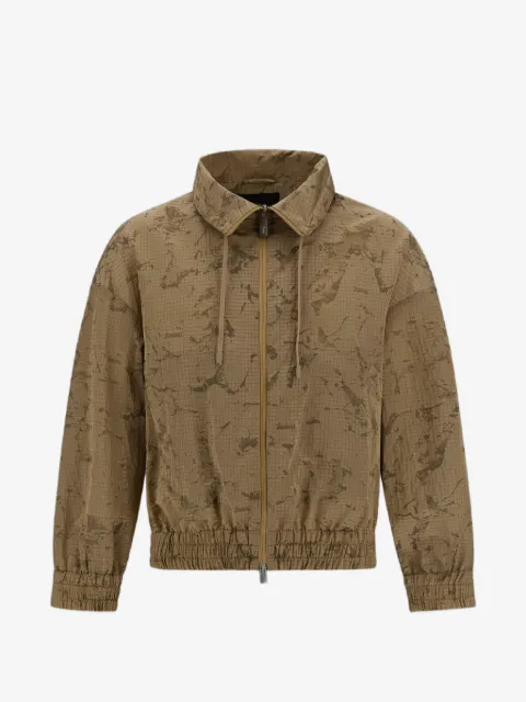 Laminar water-jacquard high-neck jacket