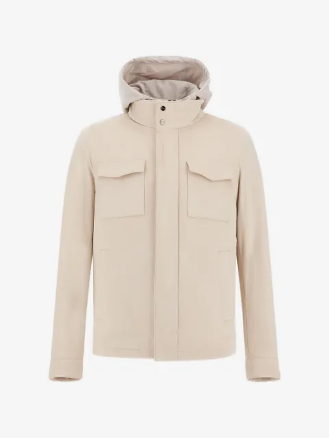 Herno suede-effect hooded jacket