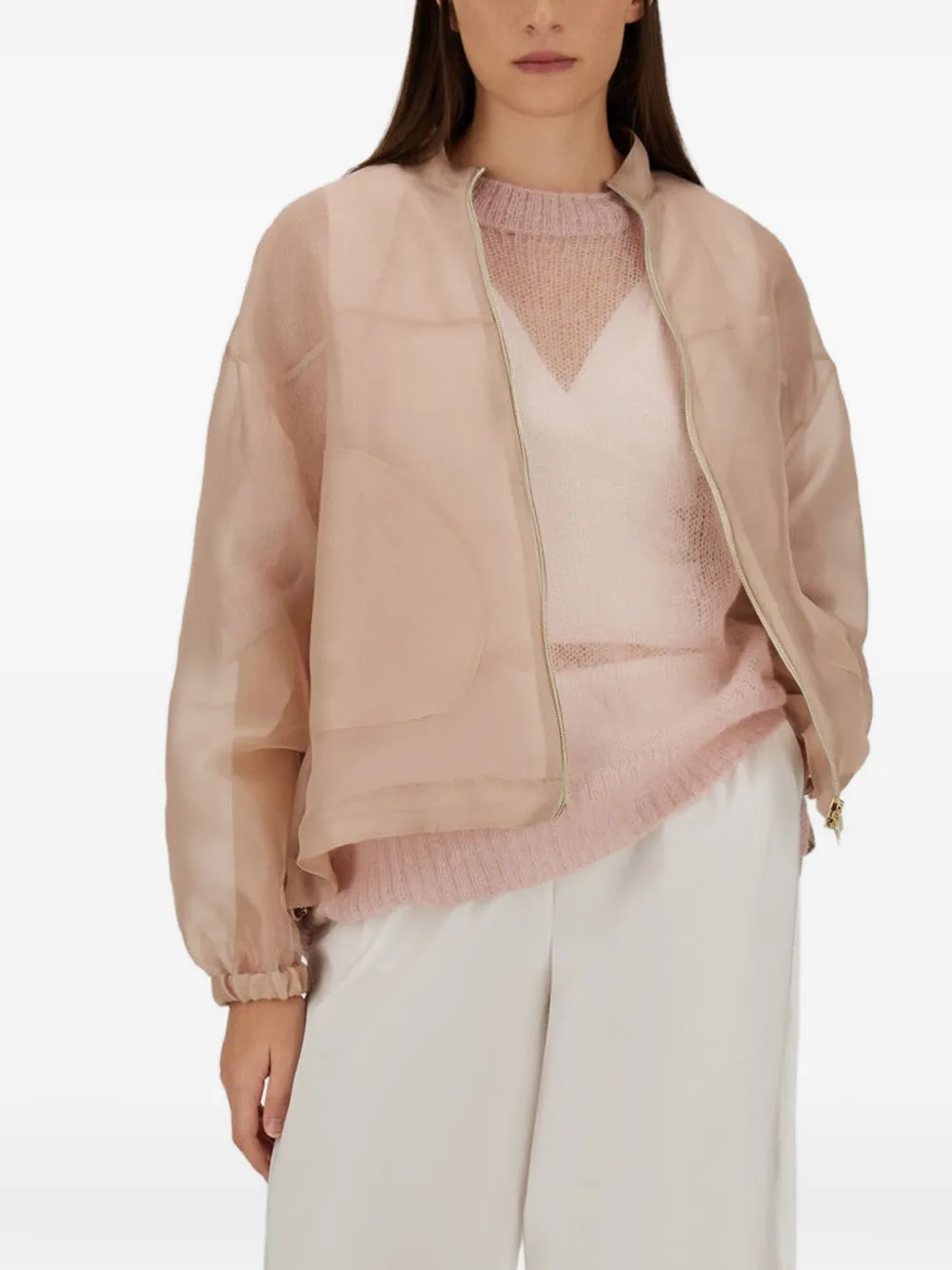 Herno Trui met ronde hals en raglan mouwen Roze