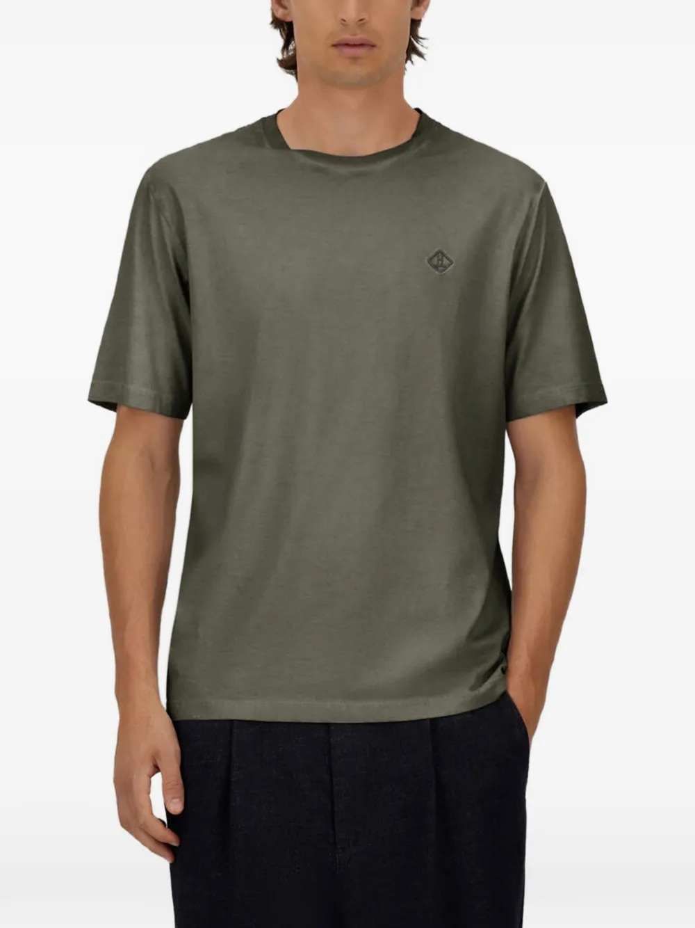Herno T-shirt met geborduurd logo Groen