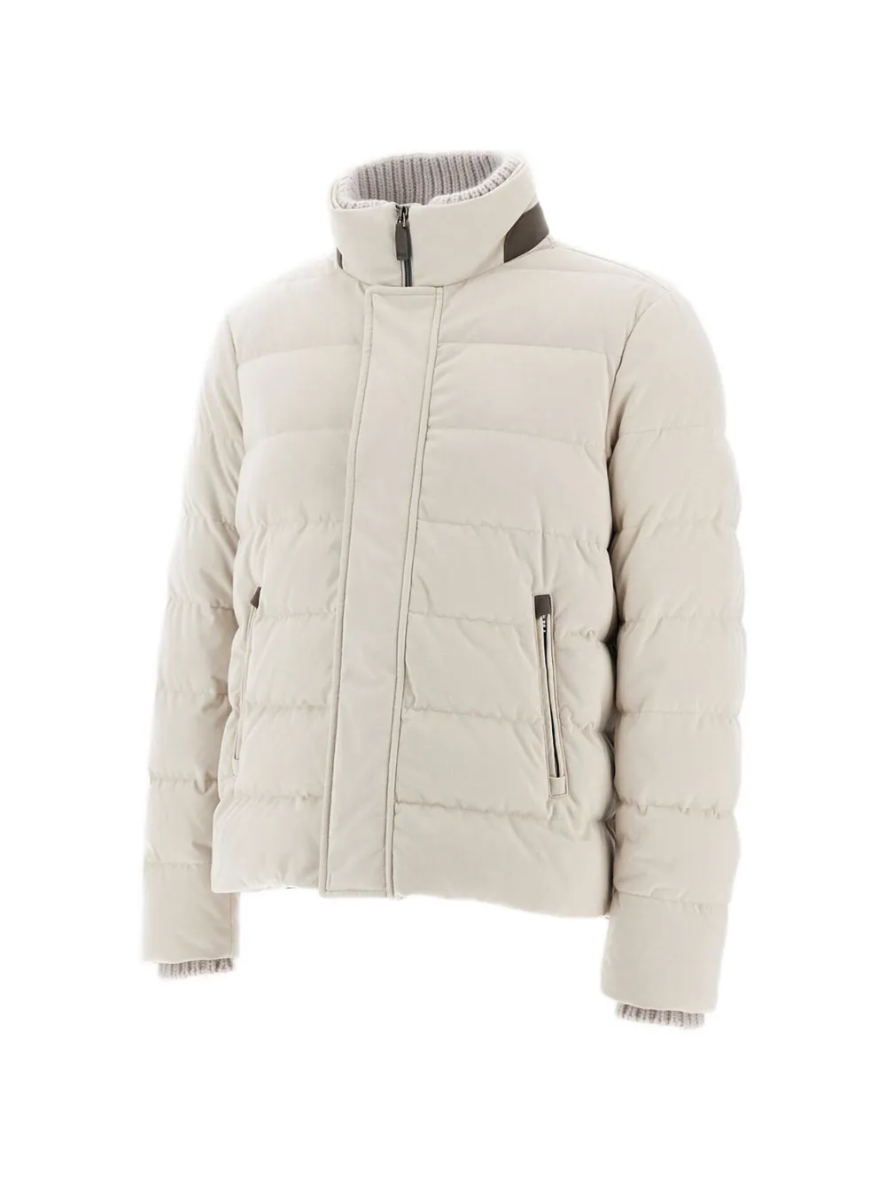 Herno Geribbeld jack met hoge hals Beige