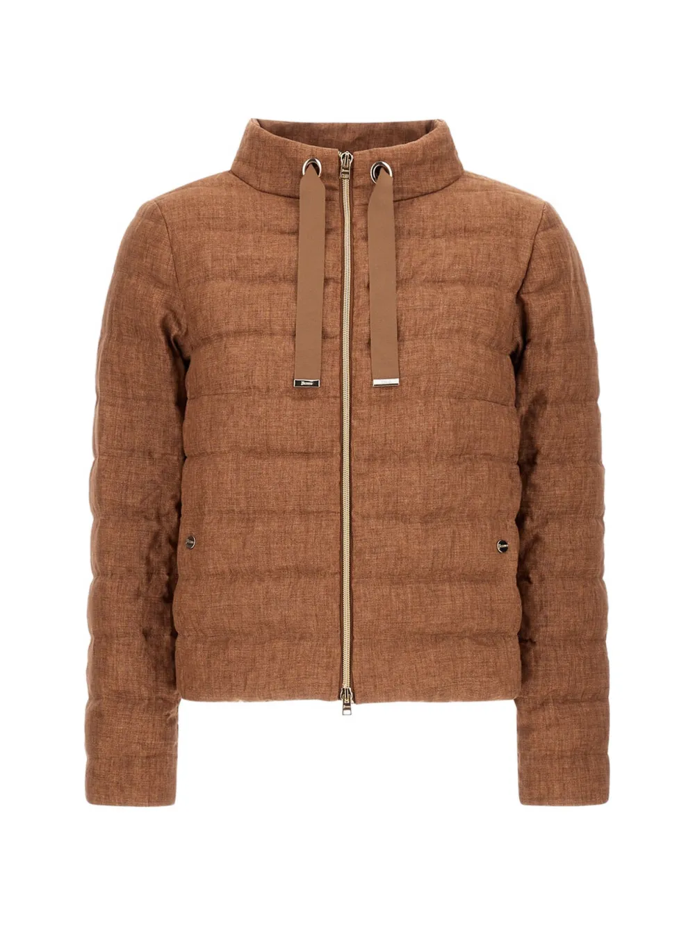 Herno striped quilting high-neck jacket - Marrone