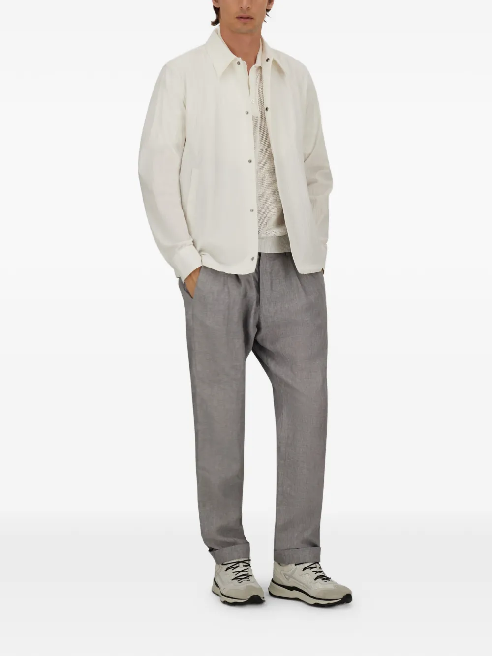 Herno Opengebreid poloshirt Wit