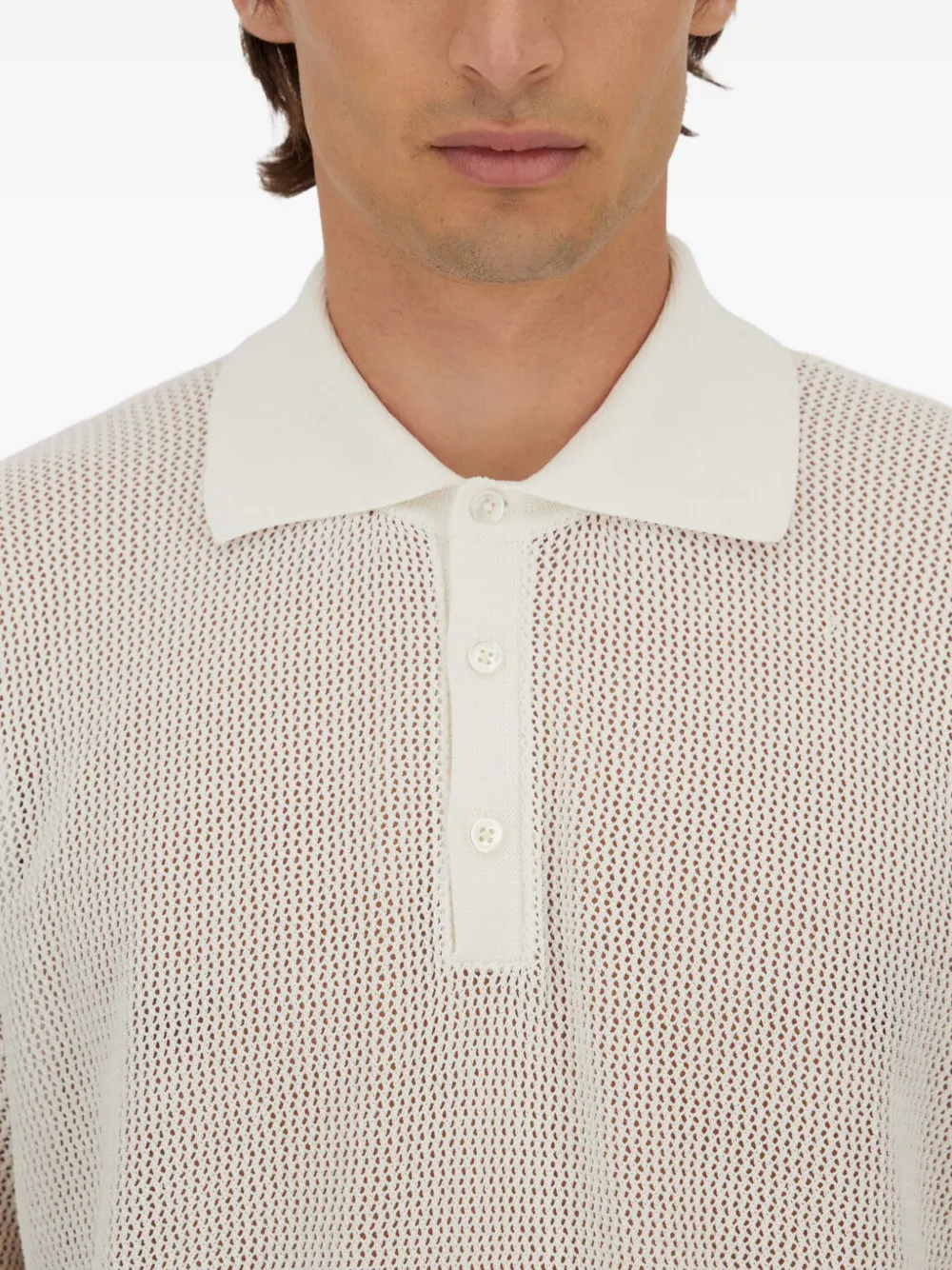 Herno Opengebreid poloshirt Wit