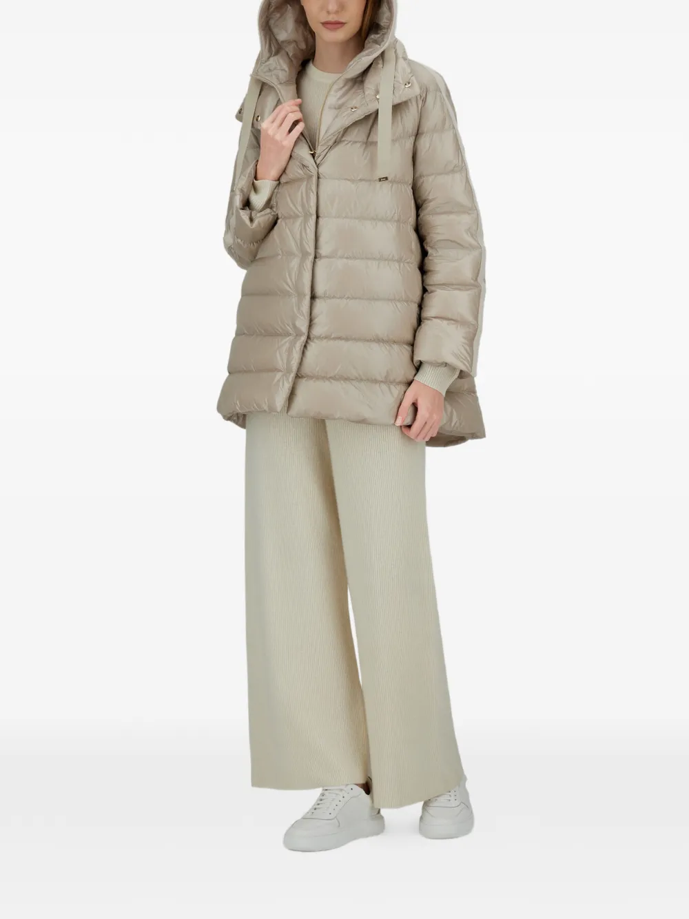 Herno A-vormige gewatteerde jas Beige