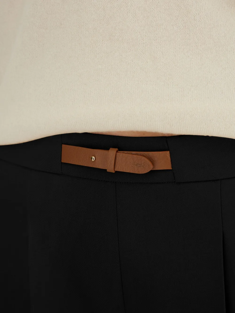 Herno Plooibroek met leren bandje Zwart