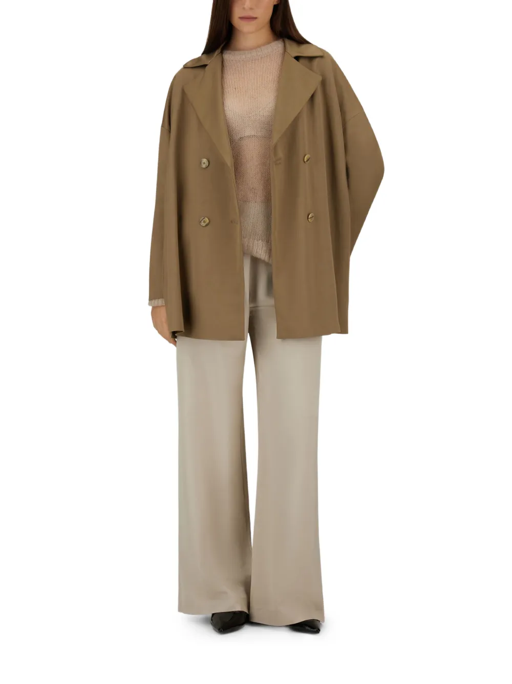 Herno Sailorjas met dubbele rij knopen en revers Beige
