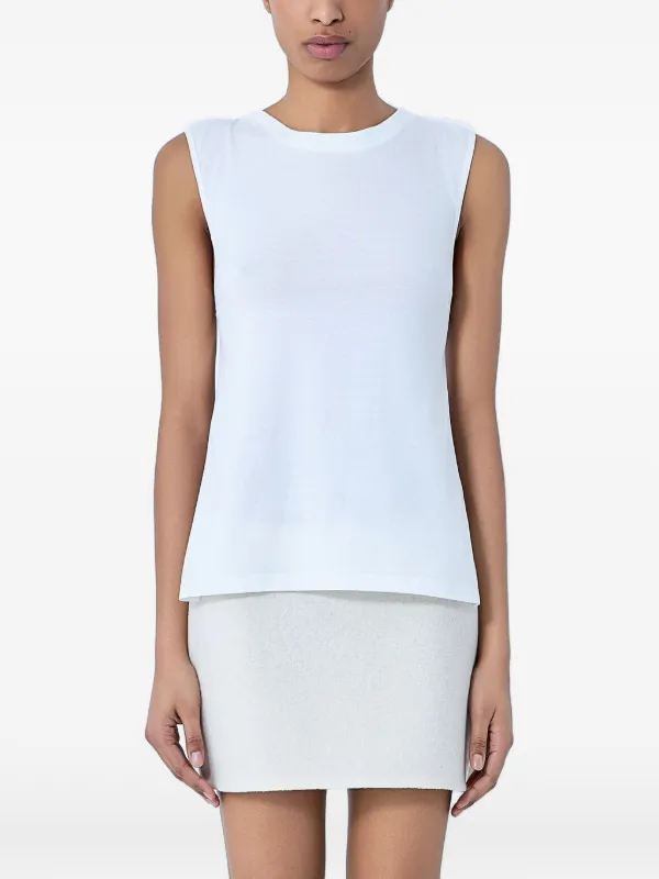 Rier Sleeveless Round-neck Tank Top in White