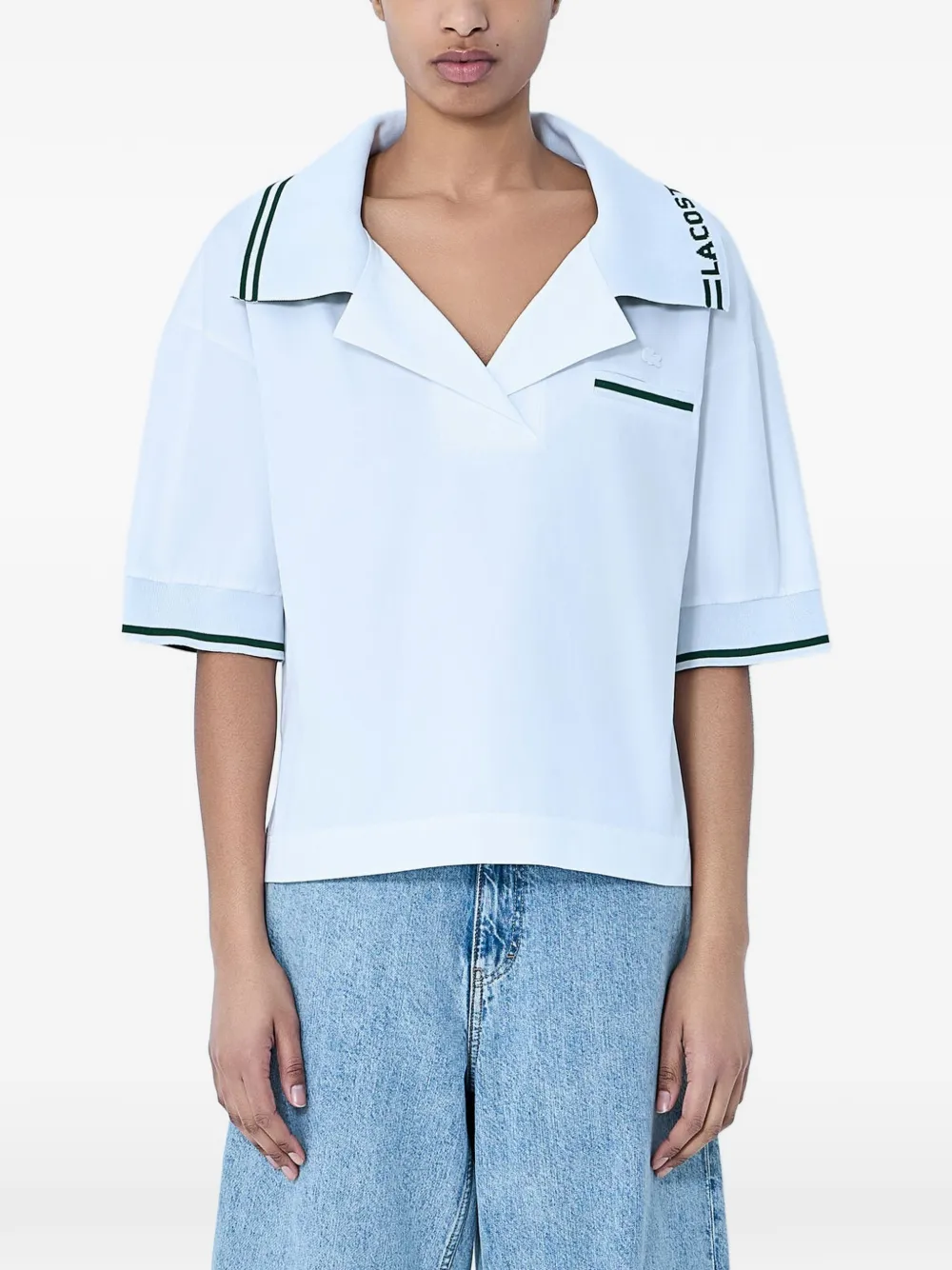 Lacoste wide-collar short-sleeve T-shirt - Bianco