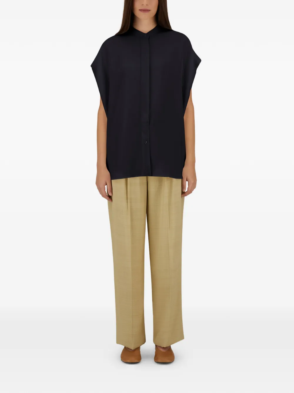 Herno Cady blouse met ronde opstaande kraag Zwart