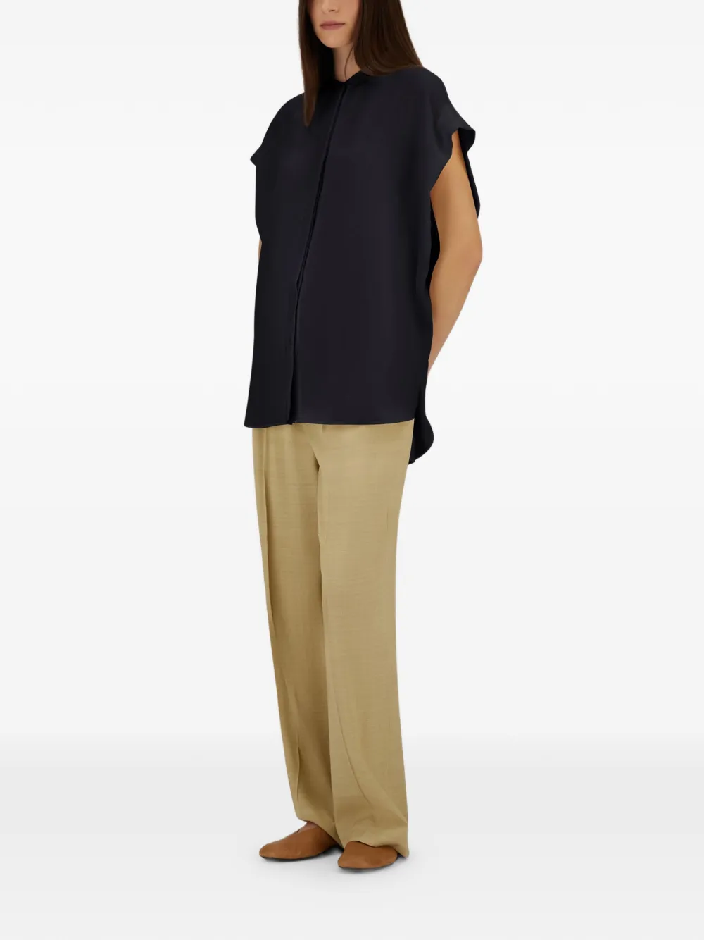 Herno Cady blouse met ronde opstaande kraag Zwart