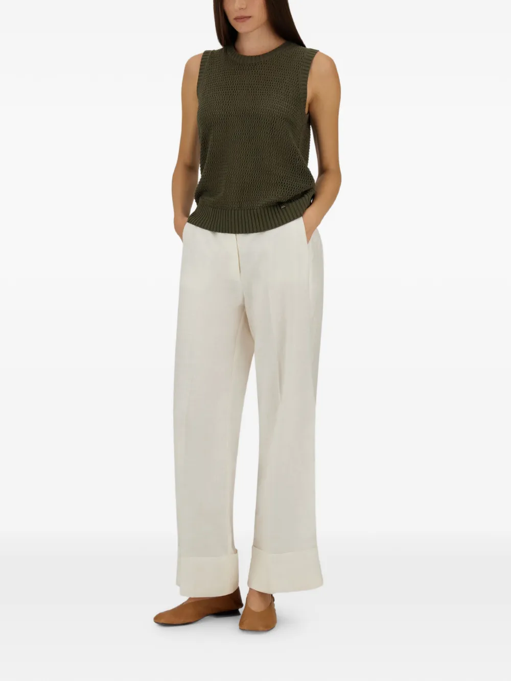 Herno Geplooide broek met omslag Wit