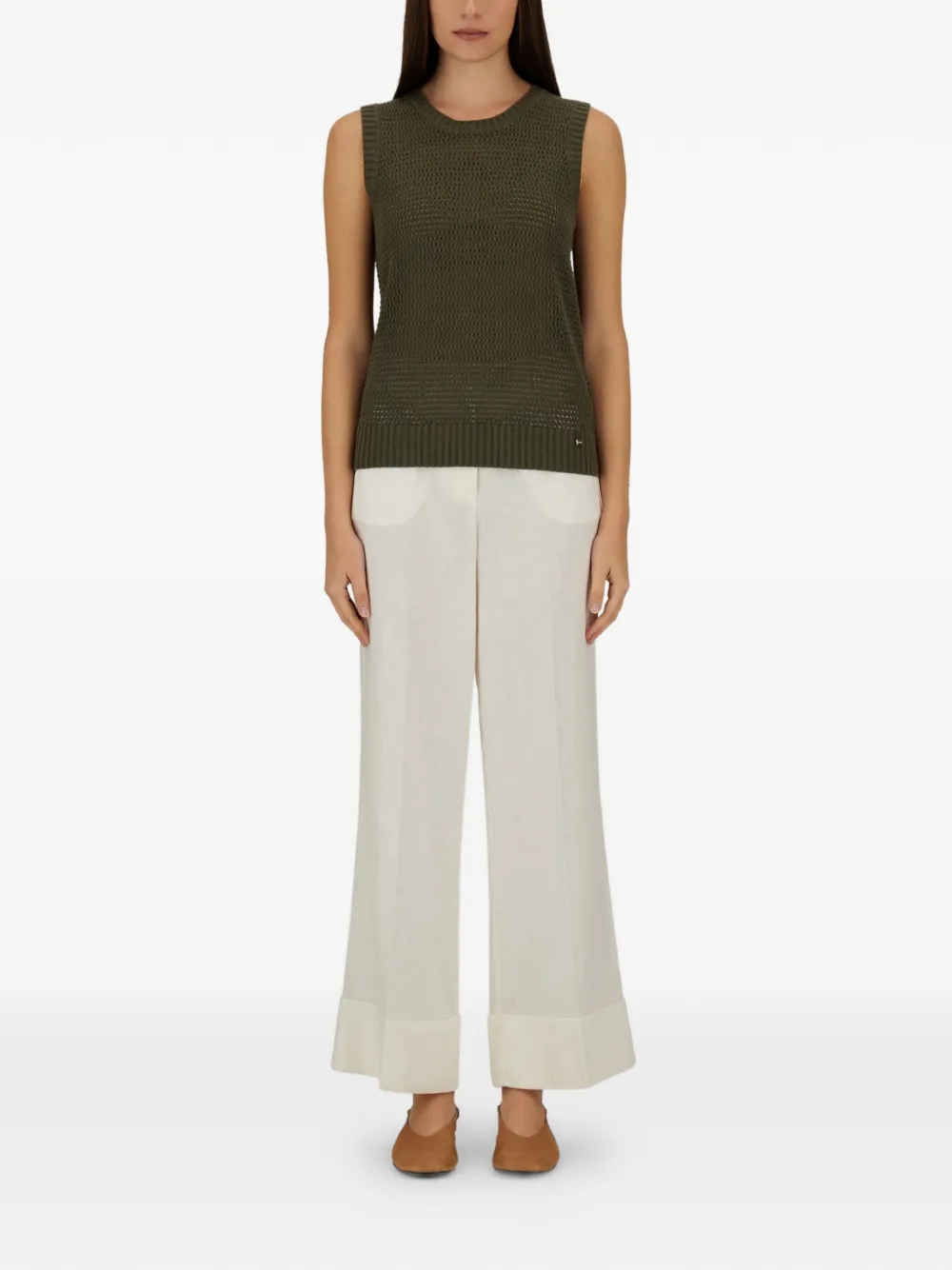 Herno Geplooide broek met omslag Wit