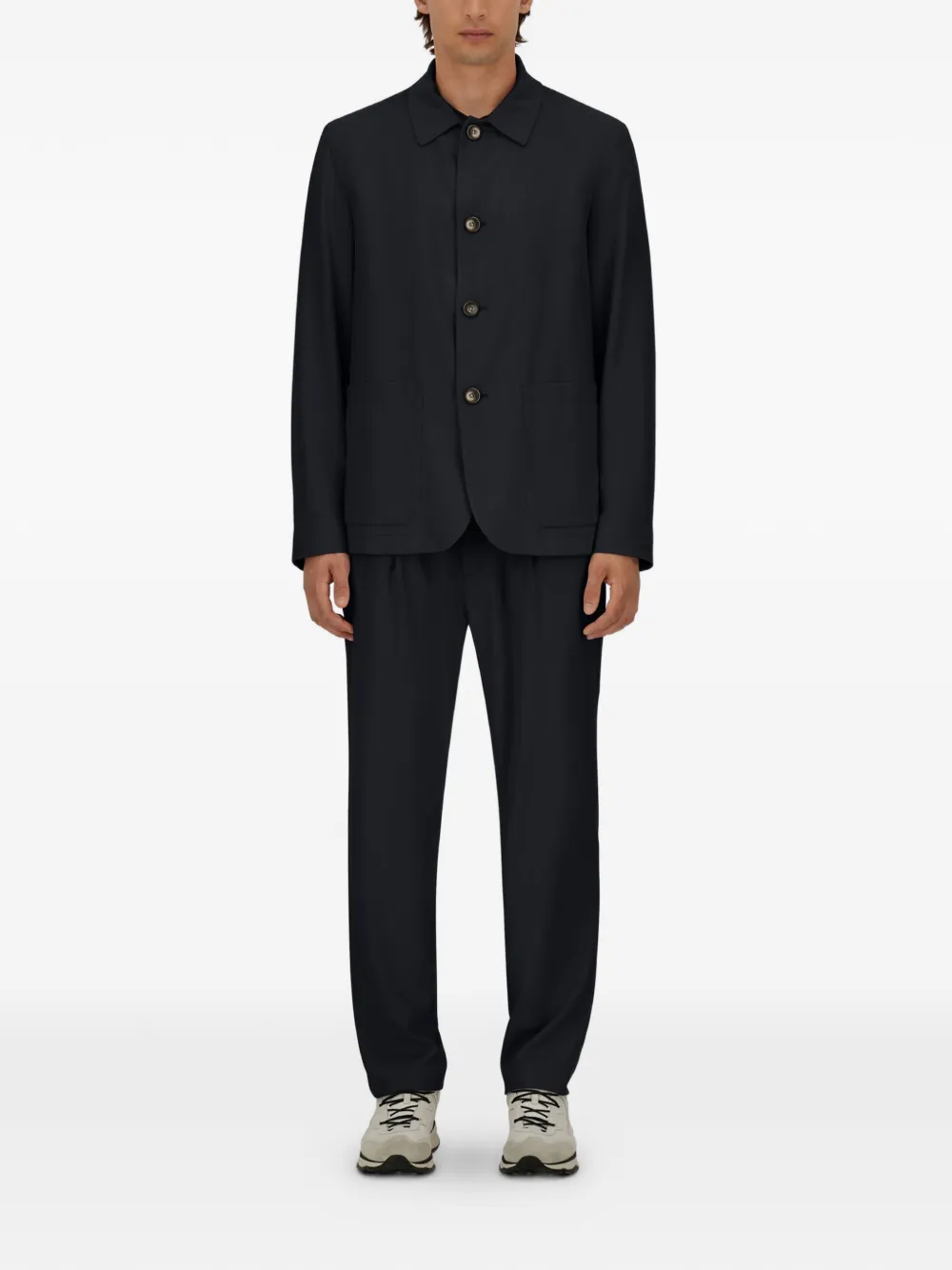Herno Zijden blazer met opgestikte zakken Blauw