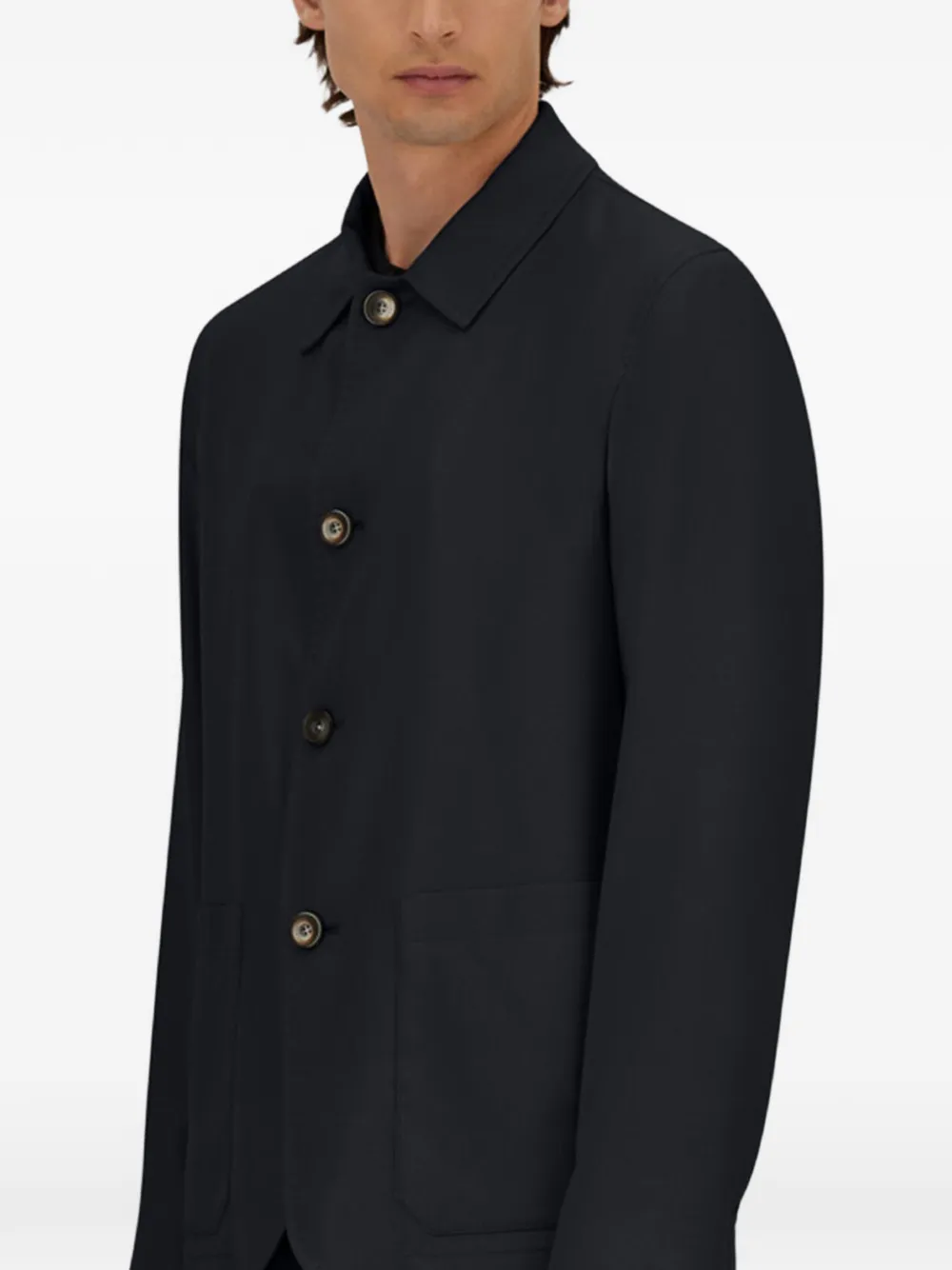 Herno Zijden blazer met opgestikte zakken Blauw