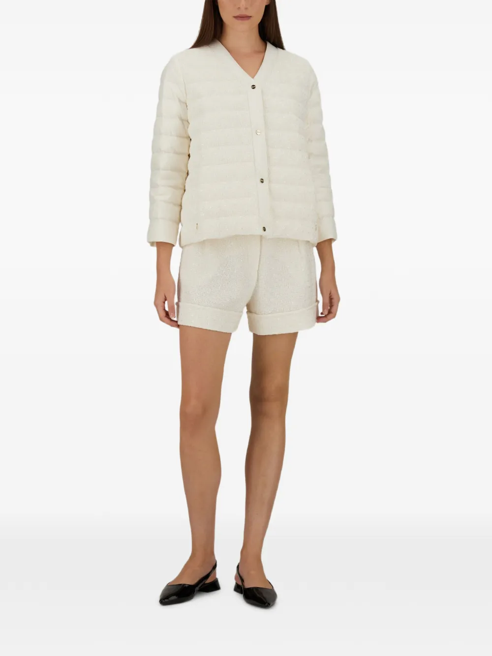 Herno Tweed shorts met omslag Beige