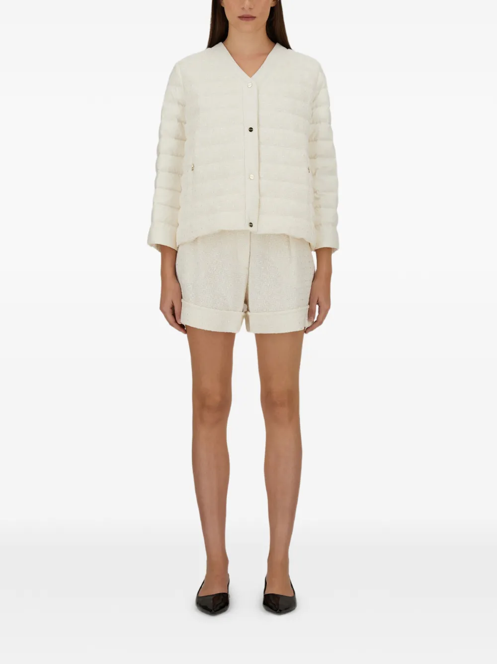 Herno Tweed shorts met omslag Beige
