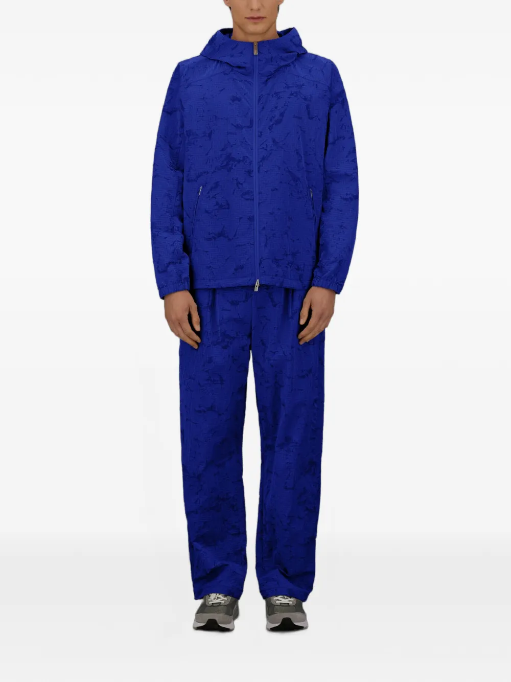Laminar Jack met capuchon en jacquard Blauw
