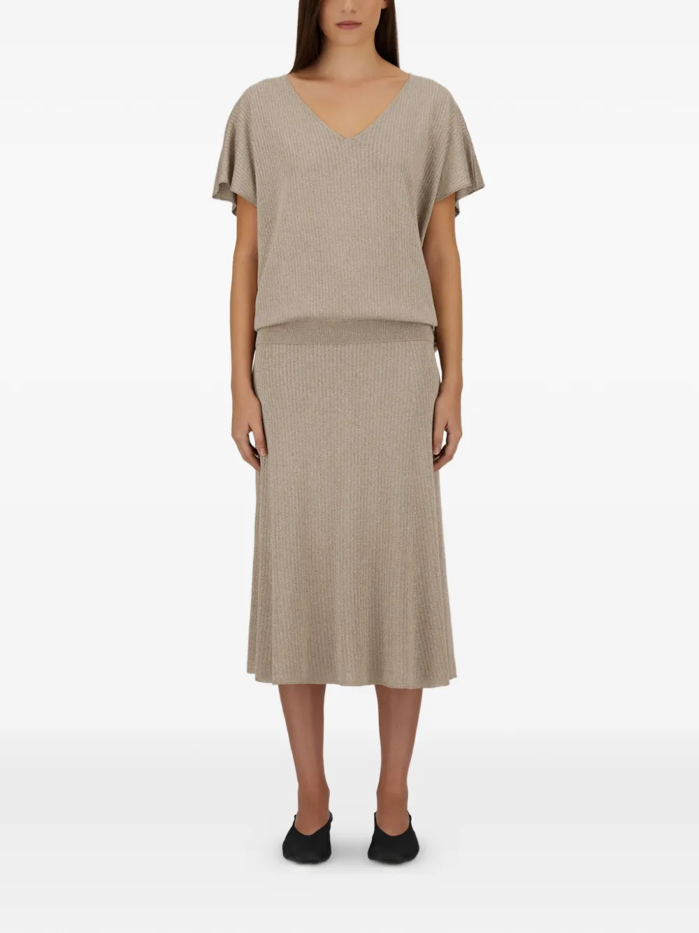 Herno Geribbelde rok Beige