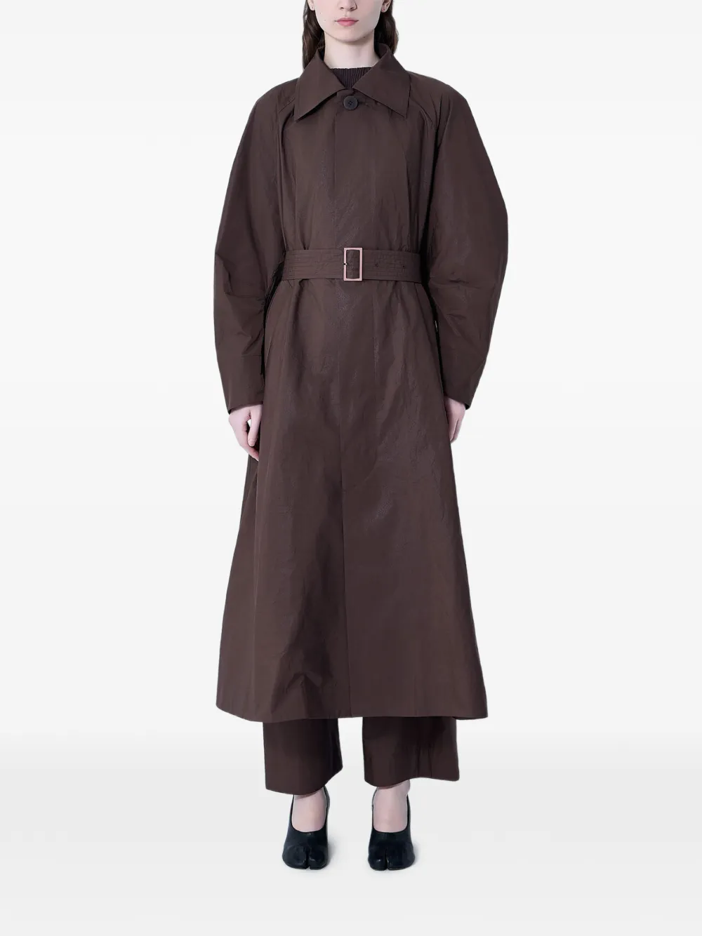 Issey Miyake Akimbo belted trench coat - Marrone