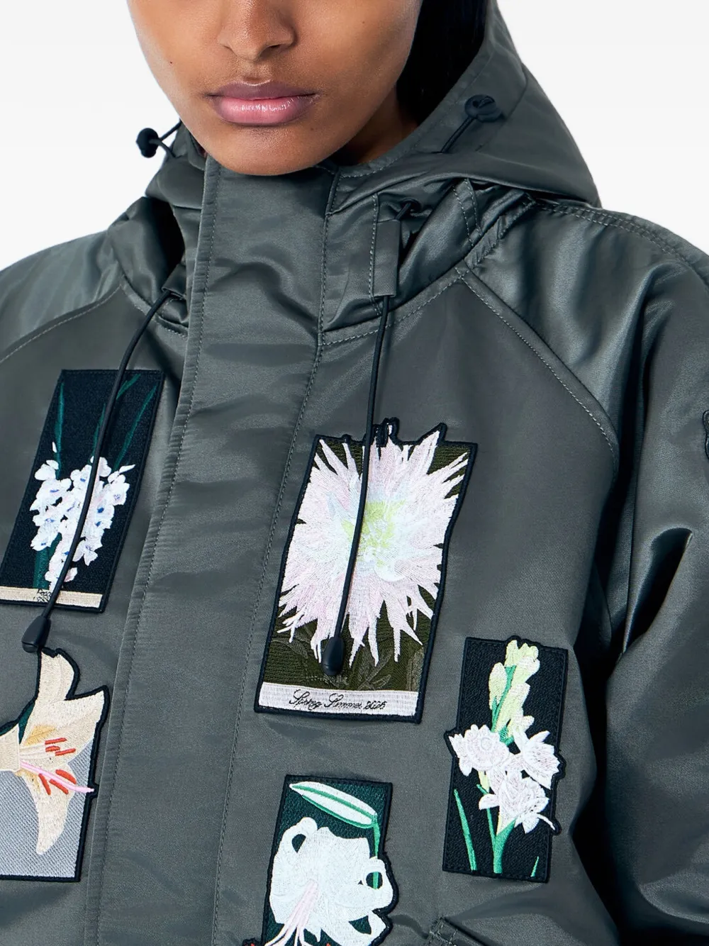Cecilie Bahnsen X Alpha X CB N-2B Floral-appliqué Bomber Jacket in Green, view 4