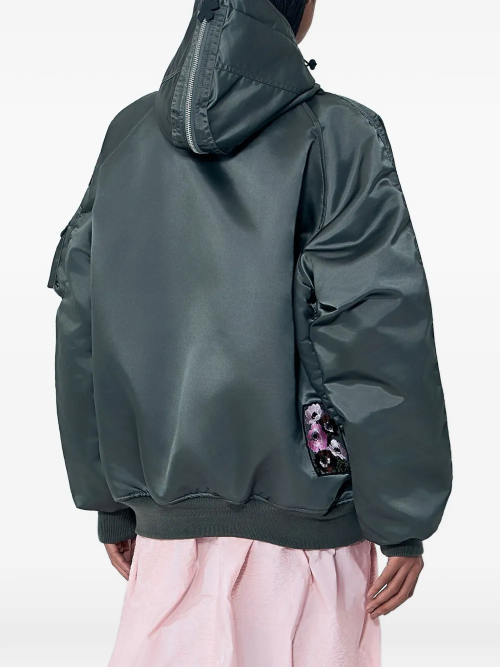 Cecilie Bahnsen X Alpha X CB N-2B Floral-appliqué Bomber Jacket in Green, view 3