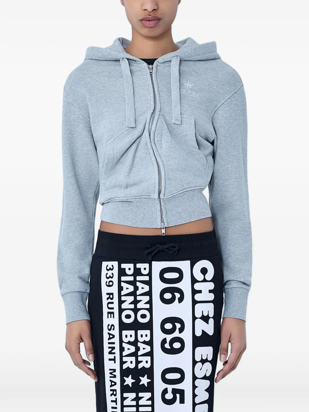 Vaquera Twisted zip-up cotton hoodie - Grigio