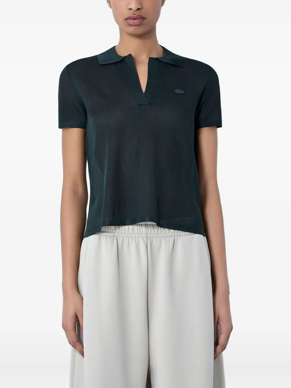 Lacoste knit open placket T-shirt - Grün