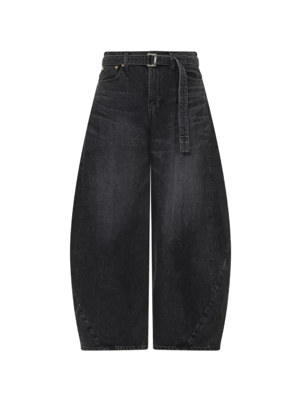 Sacai Belted Jeans | Black | FARFETCH JO