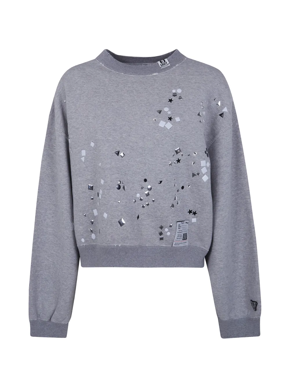 Maison MIHARA YASUHIRO stud-embellished distressed sweatshirt - Grey