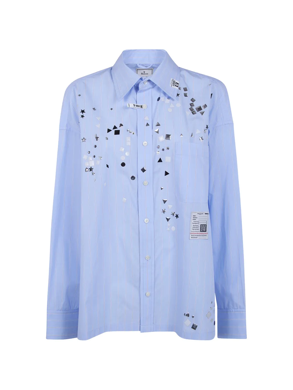 Maison MIHARA YASUHIRO stud-embellished striped shirt - Blau
