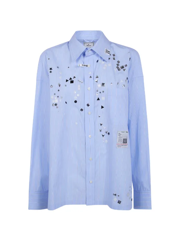 Maison MIHARA YASUHIRO スタッズ Tシャツ Maison MIHARA YASUHIRO スタッズトリム ストライプ シャツ | ブルー