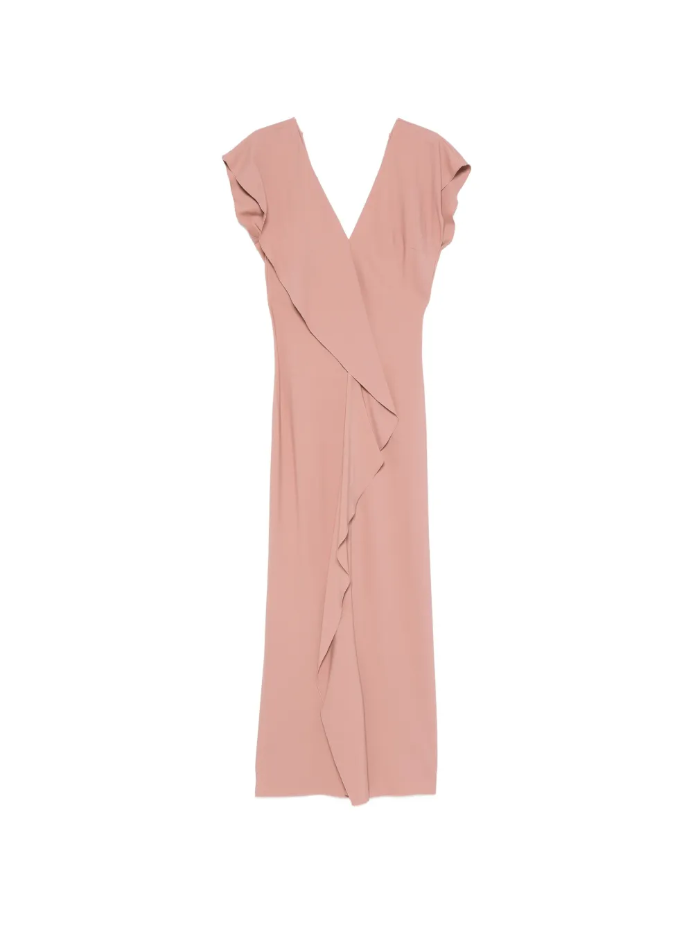 Patrizia Pepe Ruffled V-neck Maxi Dress In Pink