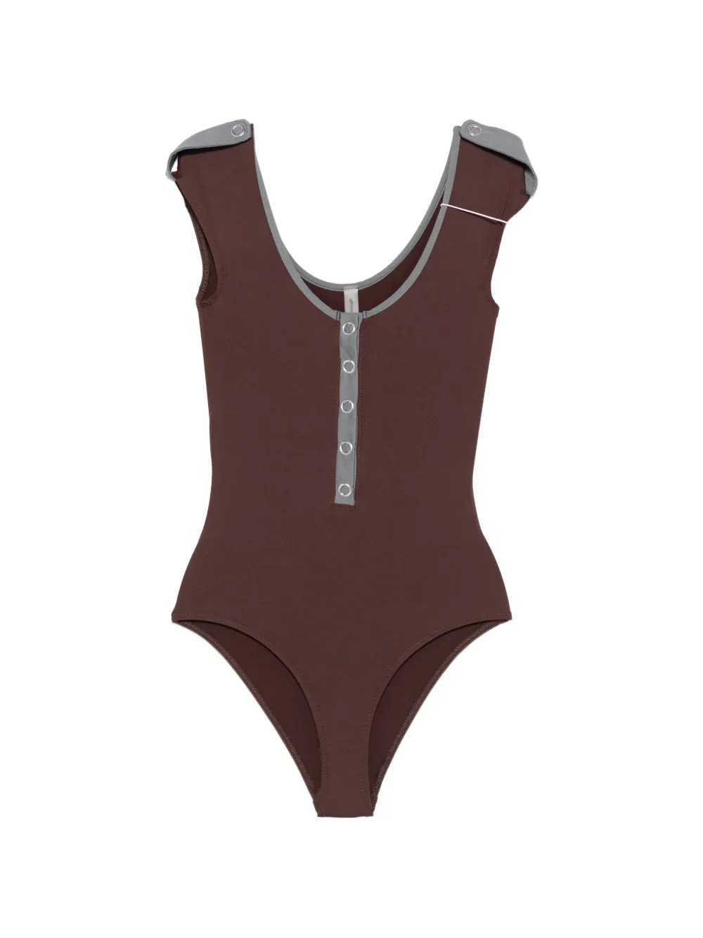 Gimaguas Petra button contrast-trim swimsuit - Marrone