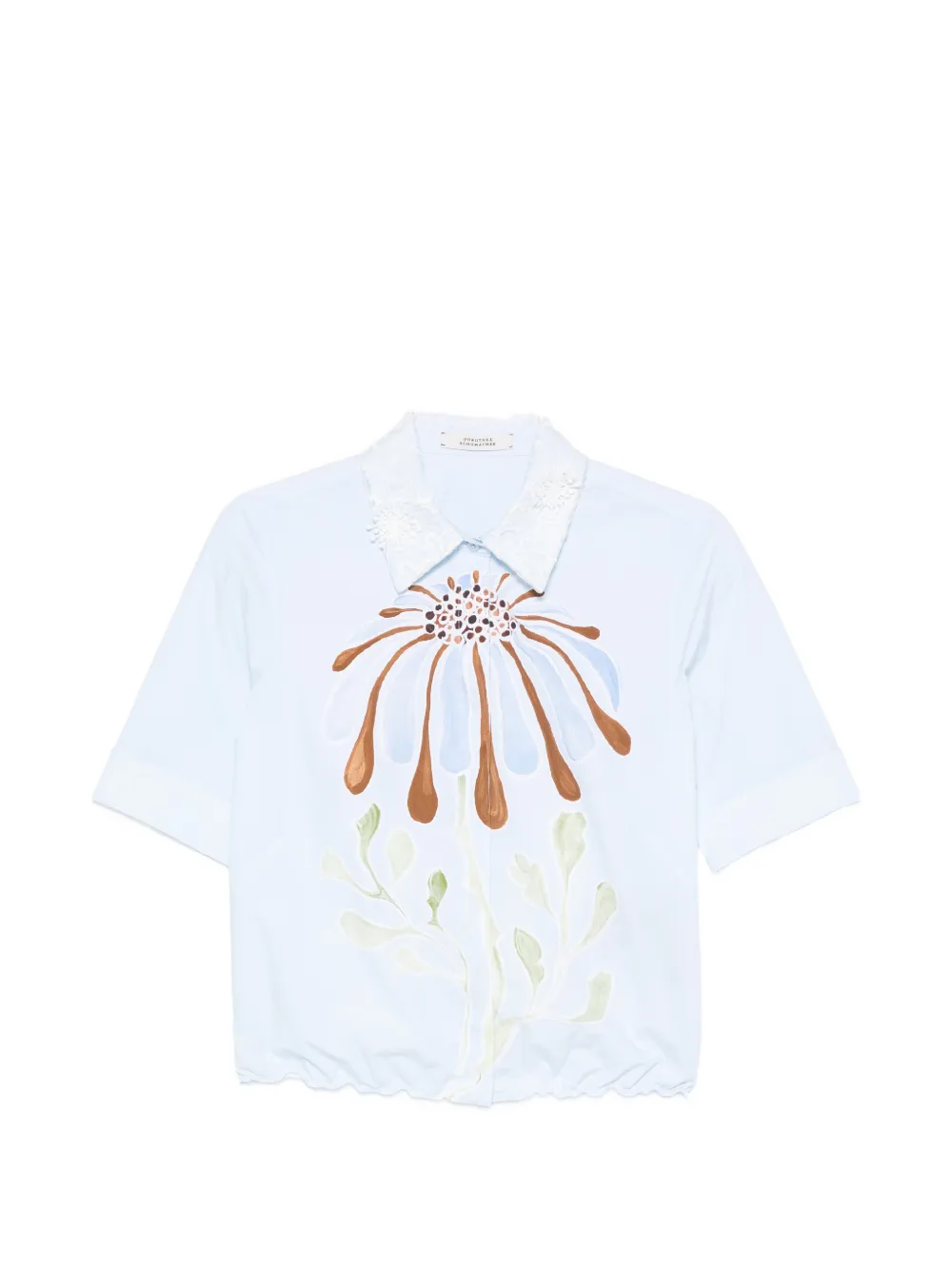 Dorothee Schumacher floral-print embroidered-collar shirt - Blau