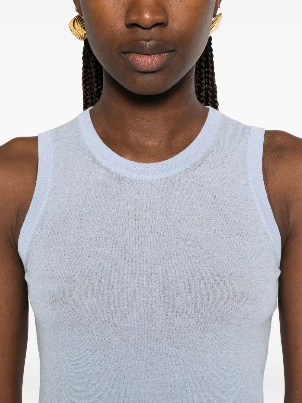 Dorothee Schumacher Fijngebreide top en vest set Blauw