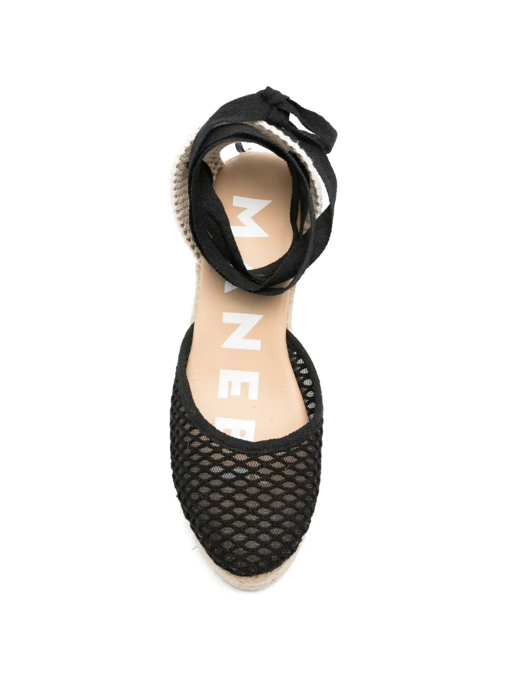 Manebi wrap-tie mesh espadrilles Zwart