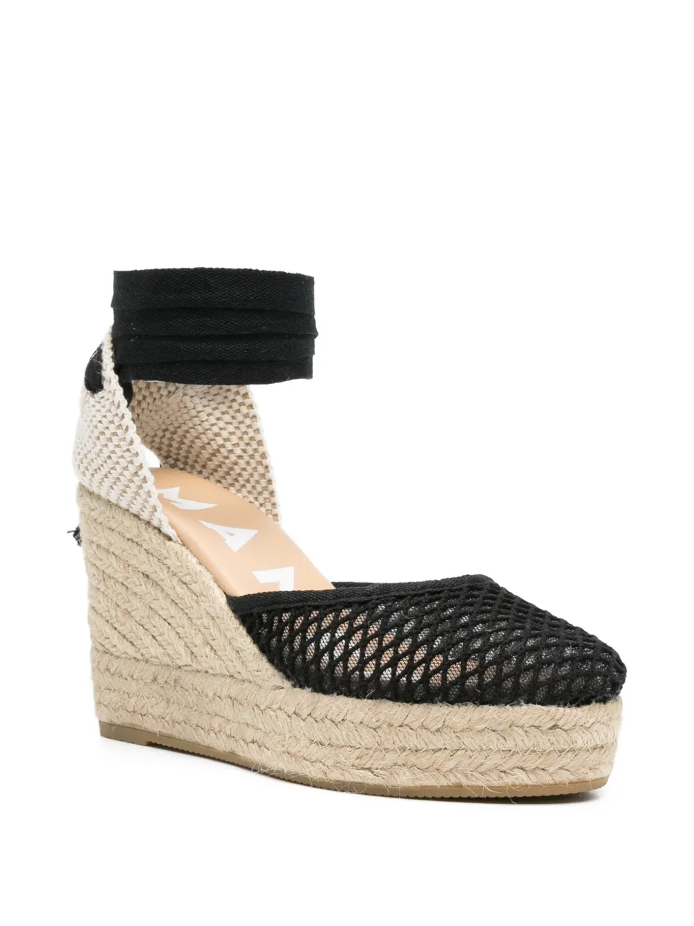 Manebi wrap-tie mesh espadrilles Zwart