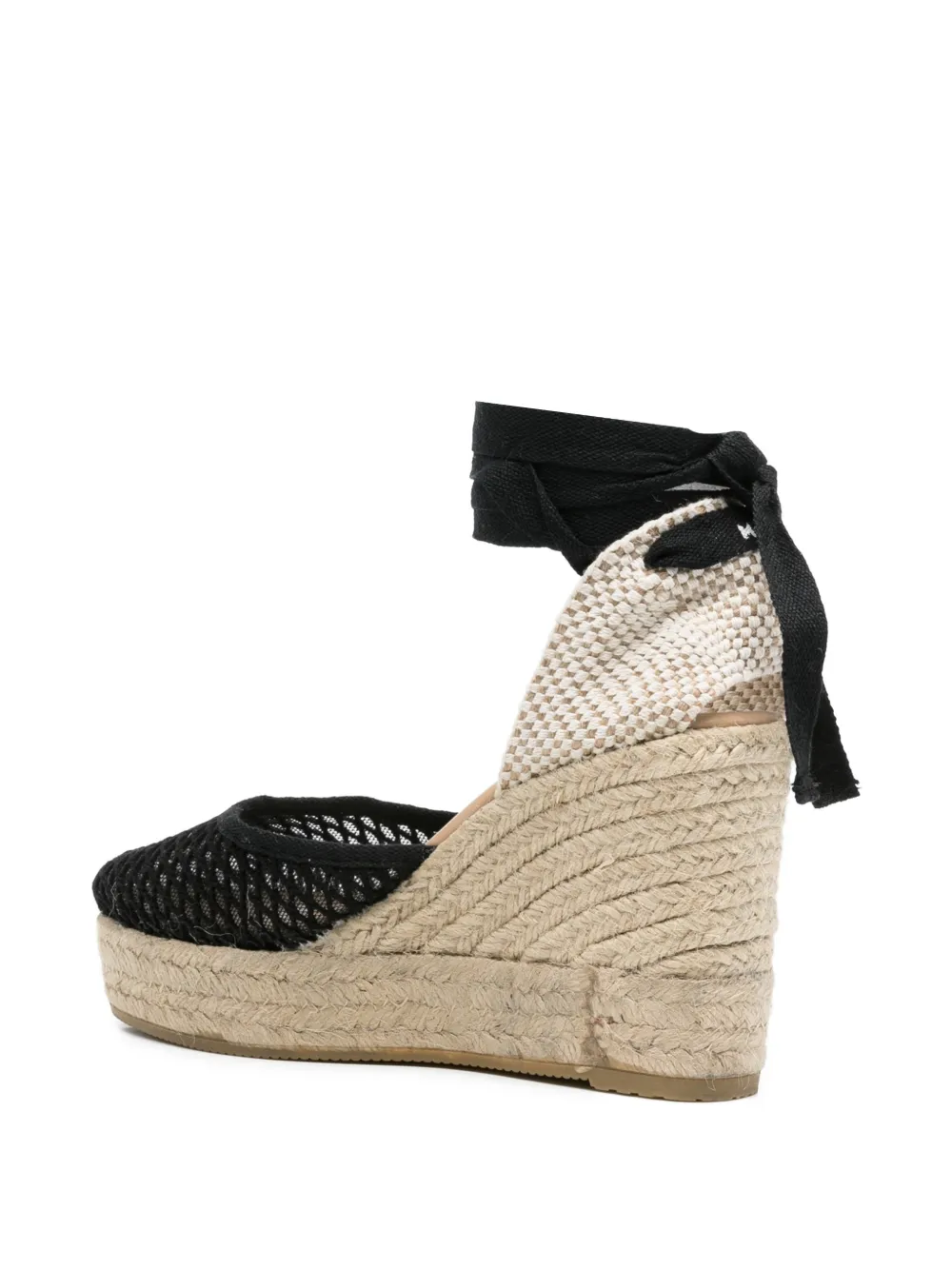 Manebi wrap-tie mesh espadrilles Zwart