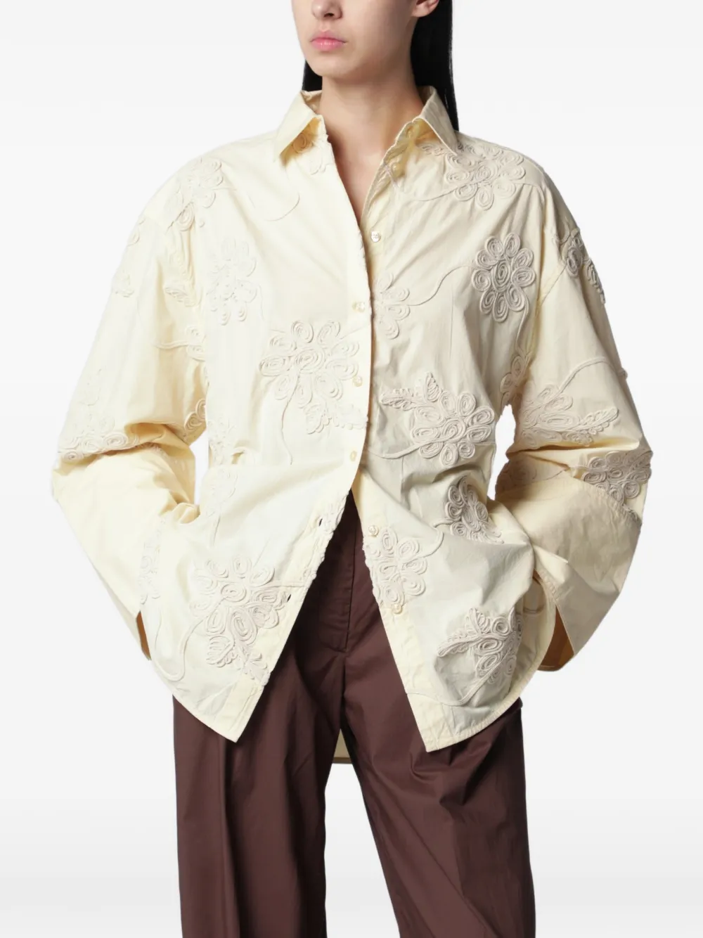 Rota floral-embroidered shirt - Giallo