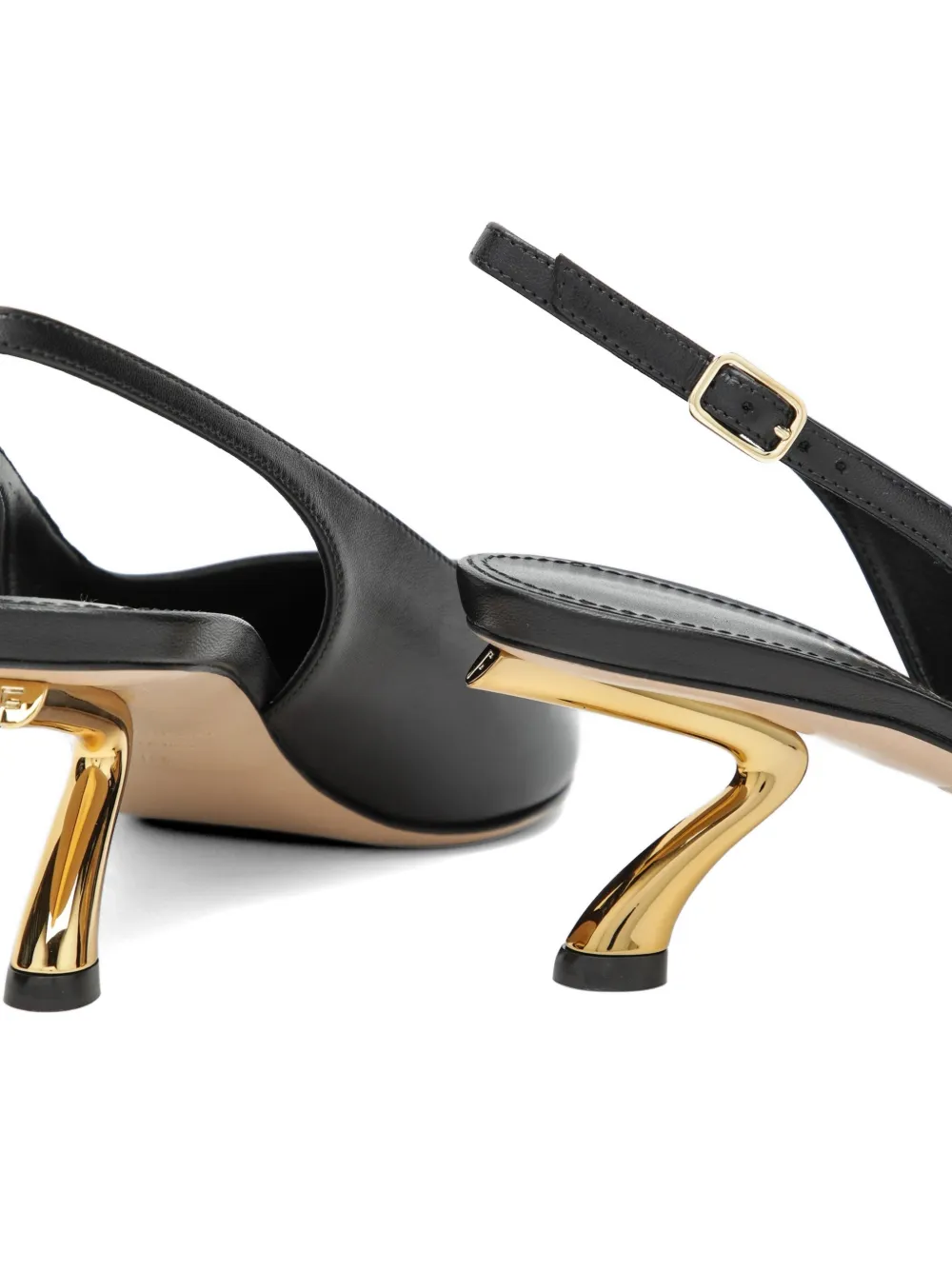Ferragamo S-shaped heel slingback pumps Zwart