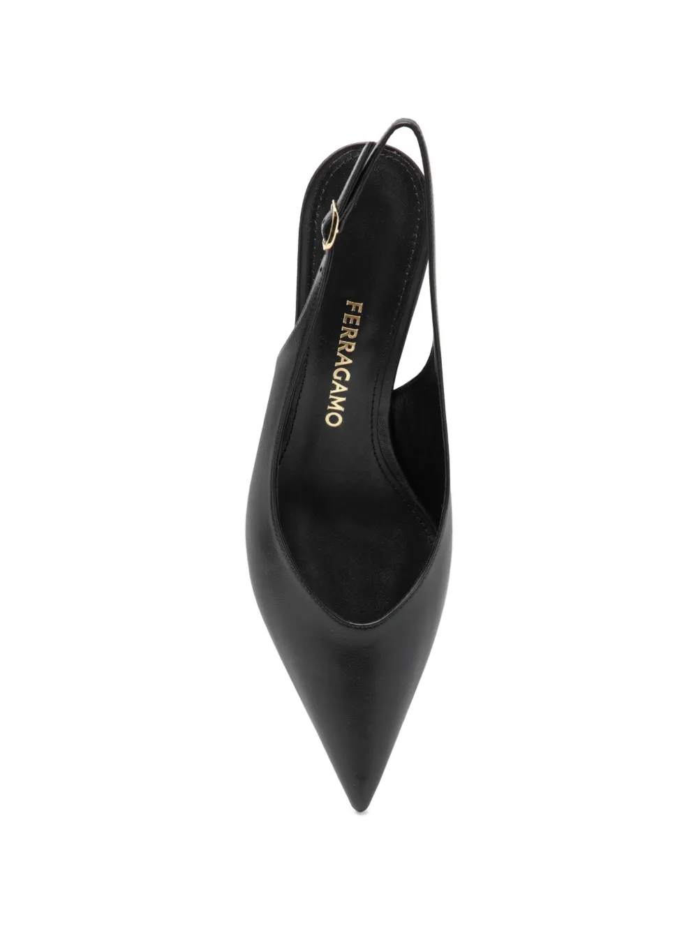 Ferragamo S-shaped heel slingback pumps Zwart