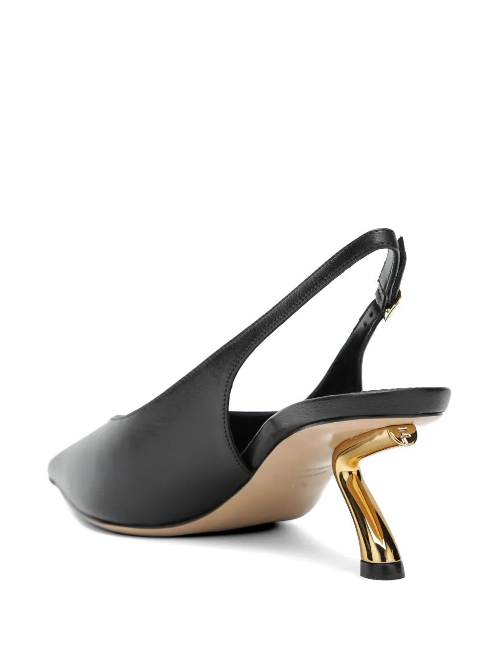 Ferragamo S-shaped heel slingback pumps Zwart